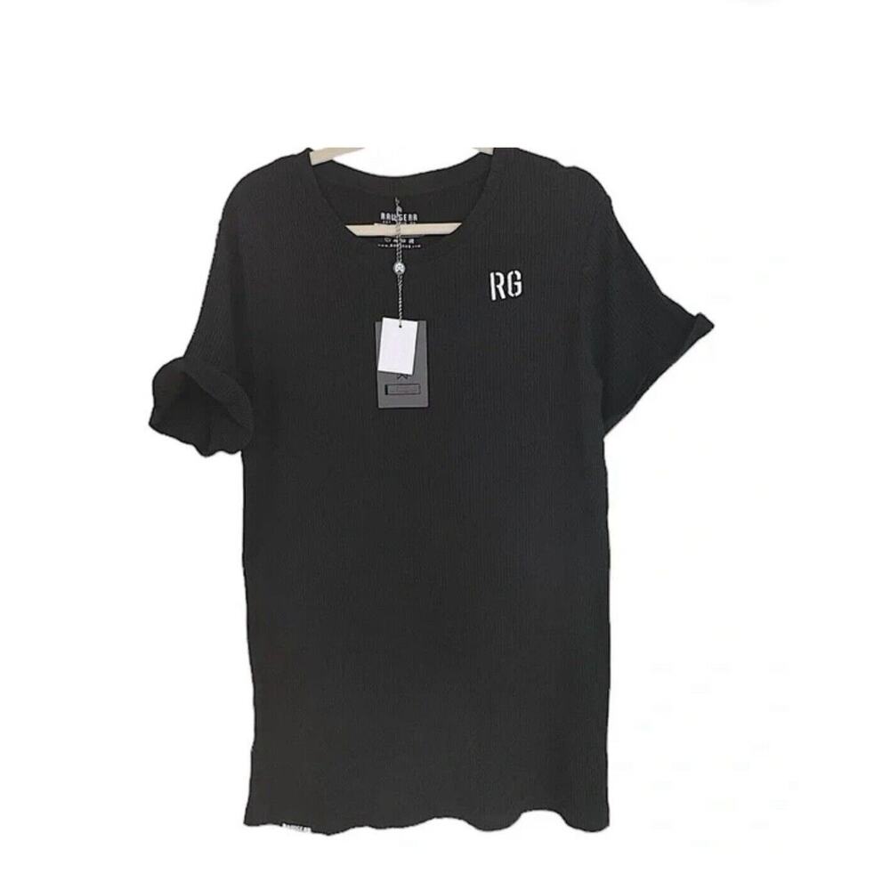 Raw Gear Men's Rib Knit Shirt Black L ~ RG437 By Bradley Martyn🔥NEW🔥 - Picture 2 of 5